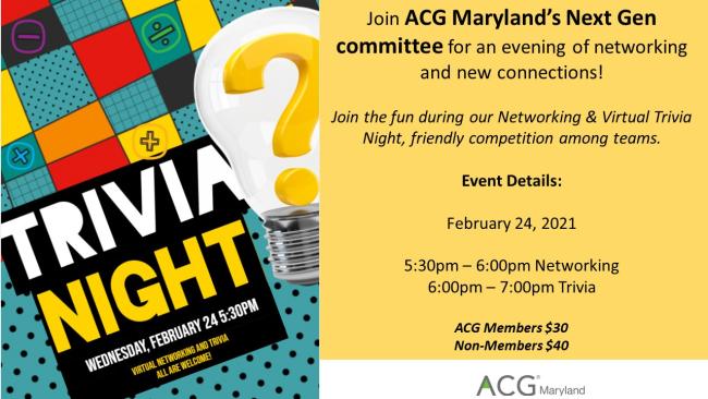 ACG Maryland Next Gen Trivia Night ACG Maryland